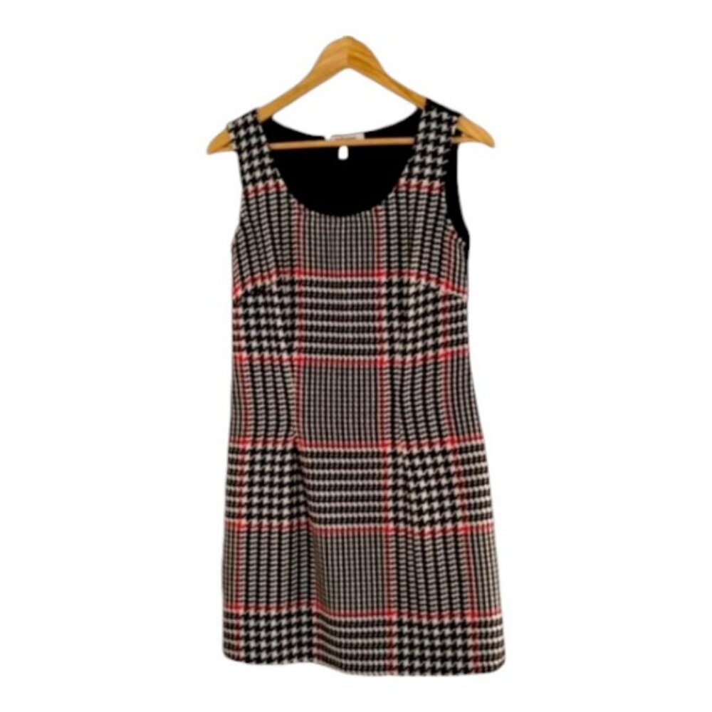 Steilmann breathable black with red/white houndstooth sleeveless dress size 8